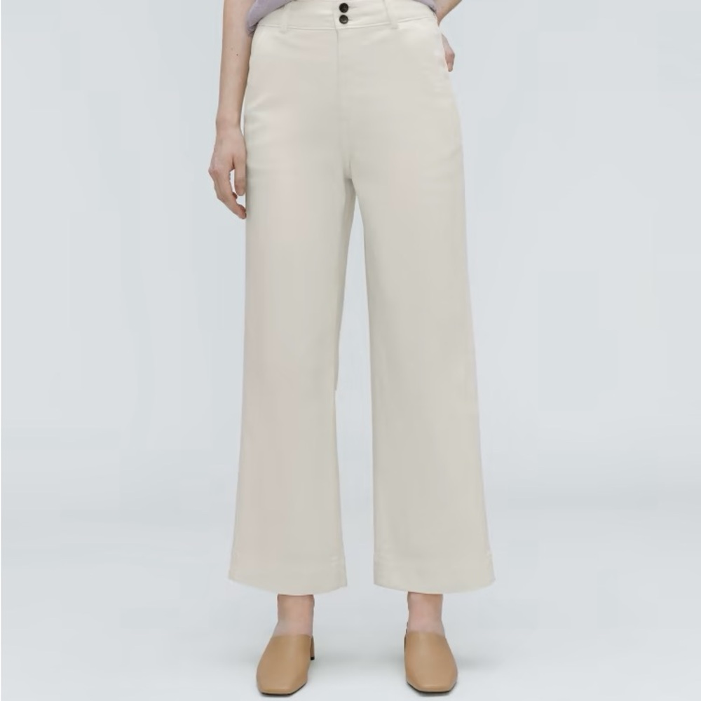 NWT Everlane Organic Wide-Leg Pant in Bone, size 2